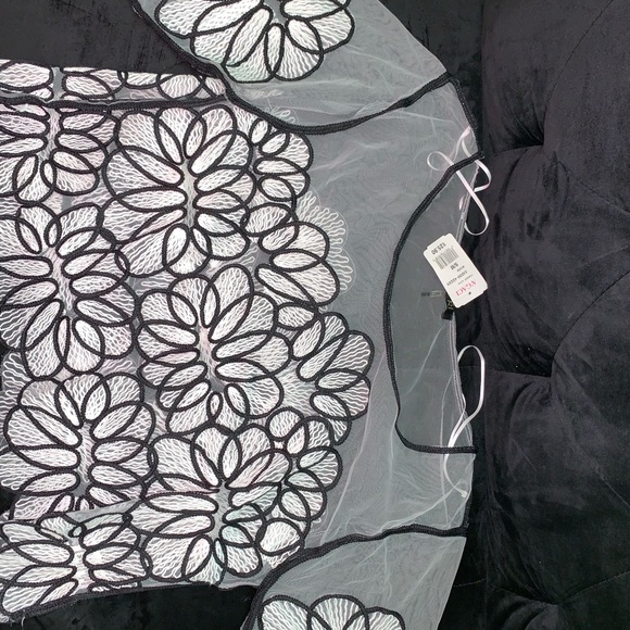 Agaci black/white sheer, lace crop top - Picture 5 of 5